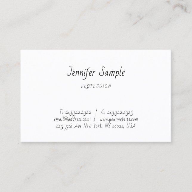 Carte De Visite Élégant Simple Script Modèle À Main Professionnel (Devant)