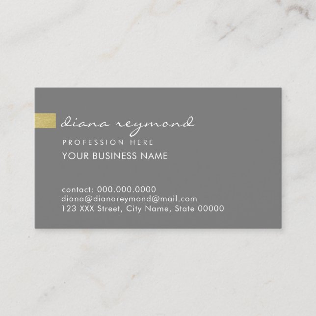 Carte De Visite Élégant simple simple base gris professionnel (Devant)