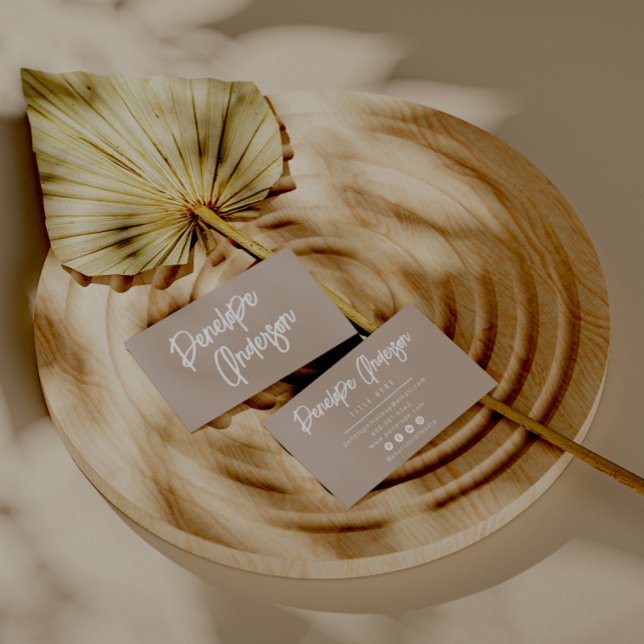 Carte De Visite Élégant Simple Taupe Neutre Boho Chic Moderne (Créateur téléchargé)