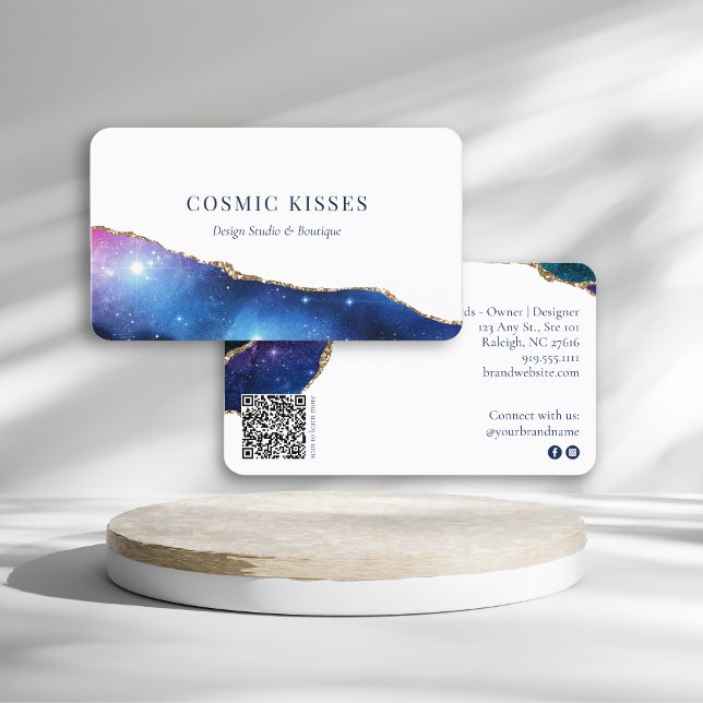Carte De Visite Élégant Starry Night Sky Business Logo Code QR (Créateur téléchargé)