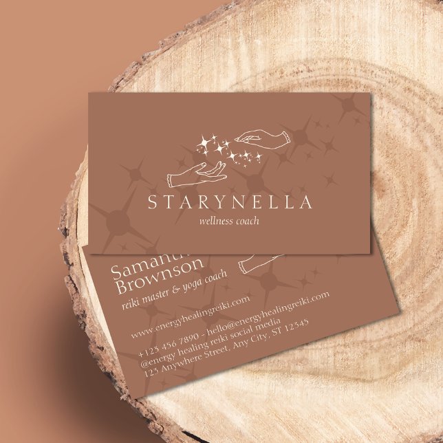 Carte De Visite Élégant Stars Énergétique Healing mains Reiki Thér (Créateur téléchargé)