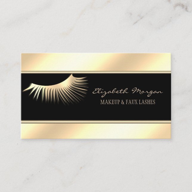 Carte De Visite Elégant Style Moderne, Gold Faux Lashes (Devant)