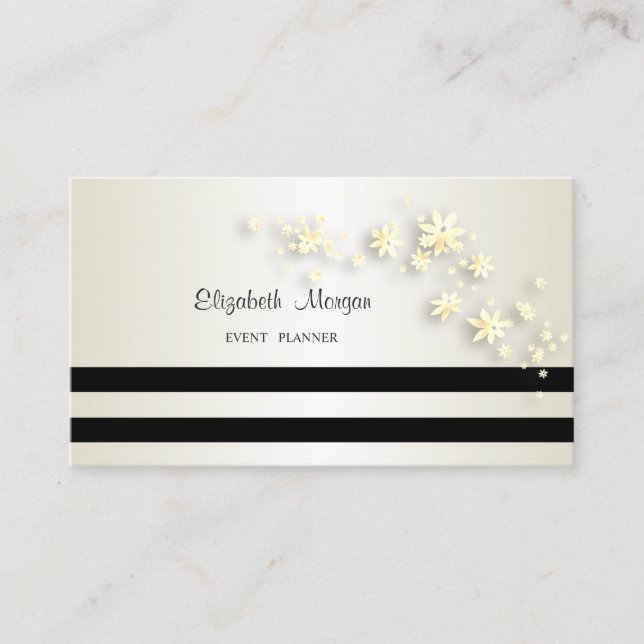 Carte De Visite Élégant Style Moderne, Rayé, Fleurs (Devant)