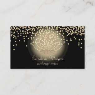 Carte De Visite Élégant Style Noir Brillant Diamants Lotus