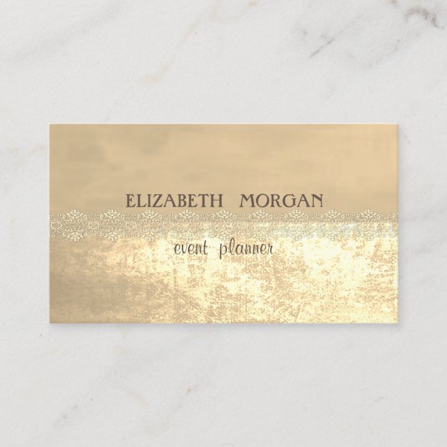 Carte De Visite Élégant Style Or, Dentelle (Devant)