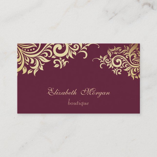 Carte De Visite Élégant Style Professionnel  Fleur Dorée (Devant)