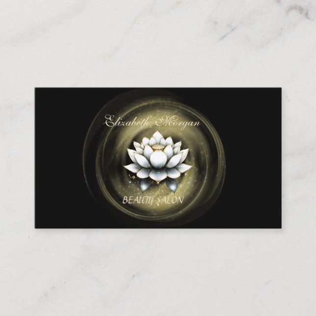 Carte De Visite Élégant Style Professionnel Lotus Noir (Devant)