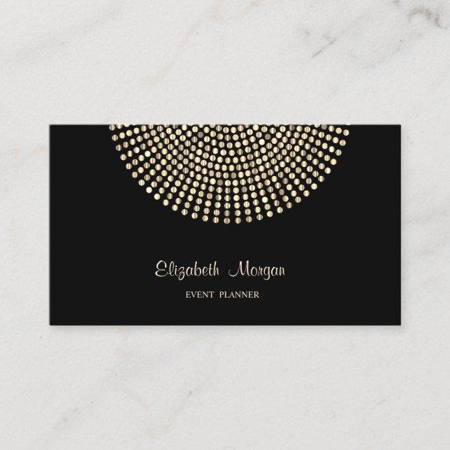 Carte De Visite Élégant Style Professionnel, Noir, Points Dorés (Devant)