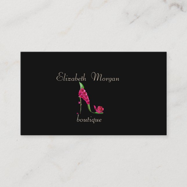 Carte De Visite Élégant Style Professionnel Talon Noir (Devant)