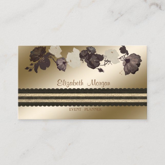 Carte De Visite Élégant Style ,Rayures,Fleurs (Devant)