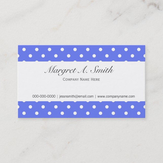 Carte De Visite Élégant, style simple, bleu frais et blanc à pois (Devant)