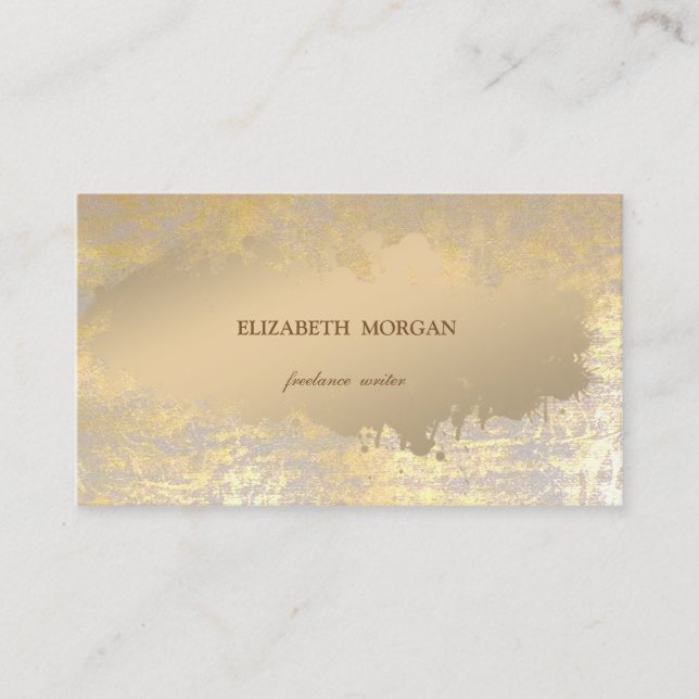 Carte De Visite Élégant Style Simple, Faux Gold Paint Stroke (Devant)