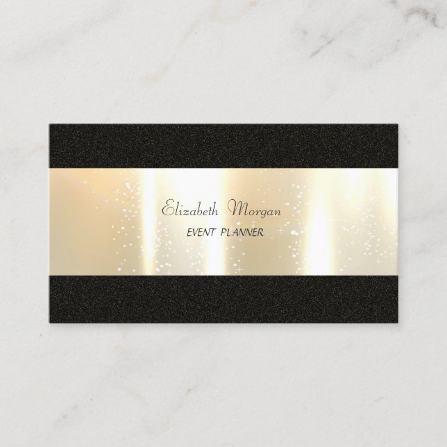 Carte De Visite Élégant Style Simple, Noir, Doré Faux (Devant)