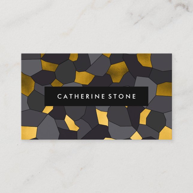 Carte De Visite Elegant stylish gold grey and black mosaic (Devant)