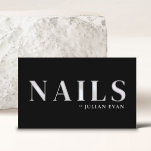 Carte De Visite Élégant technicien en ongle holographique noir