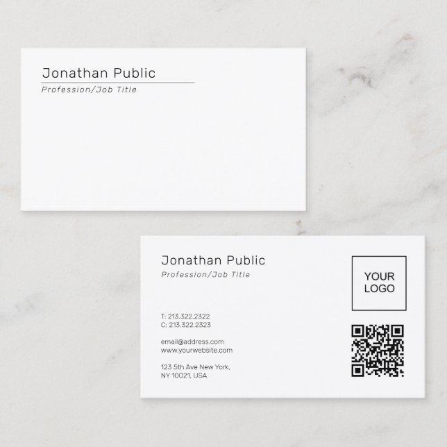 Carte De Visite Elegant Template QR Code Upload Company Logo to (Devant / Derrière)