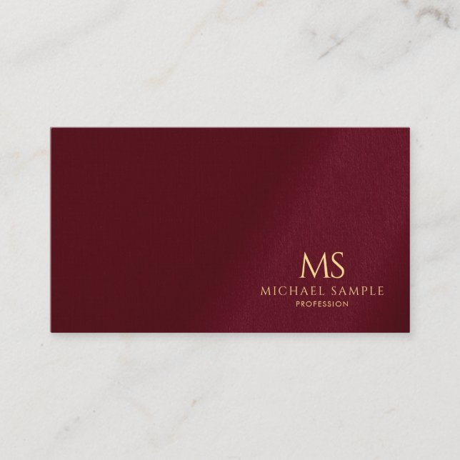 Carte De Visite Élégant Texte Or Monogramme Luxe Lin Premium (Devant)