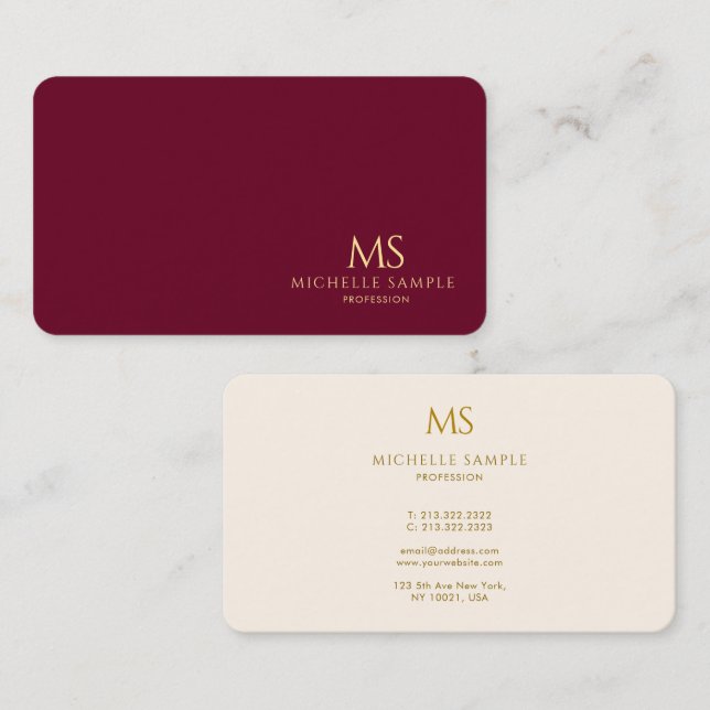 Carte De Visite Élégant Texte Or Monogramme Luxe Soie Premium (Devant / Derrière)