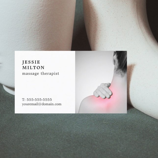 Carte De Visite Elégant Thérapeute de Massage Plain avec photo (Créateur téléchargé)