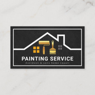 Carte De Visite Élégant toiture de bâtiment cadre Gold Brush