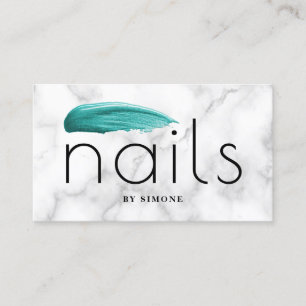 Carte De Visite Elégant trait de vernis à ongles turquoise