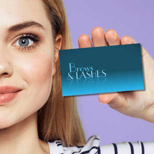 Carte De Visite Élégant Turquoise dégradé miroir Police classique 