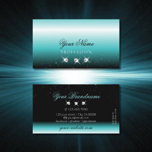 Carte De Visite Élégant Turquoise noir Ombre Sparkle Diamonds Élég