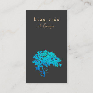 Carte De Visite Élégant Turquoise Zen Tree logo noir