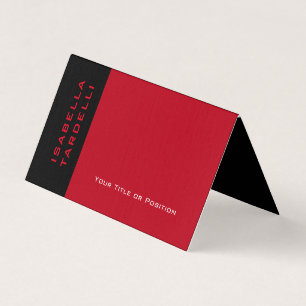 Carte De Visite Élégant uni noir rouge minimaliste Premium Lin