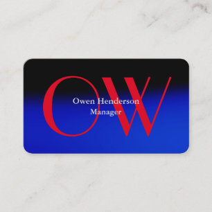 Carte De Visite Élégant Unique Bleu Rouge Gras Texte Monogramme