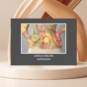 Carte De Visite Élégant Unique Gris nutritionniste Santé alimentai