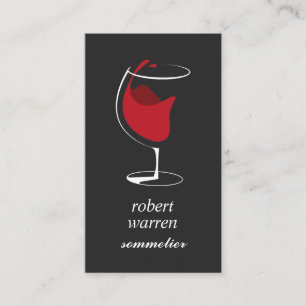 Carte De Visite Élégant verre de vin rouge sommelier