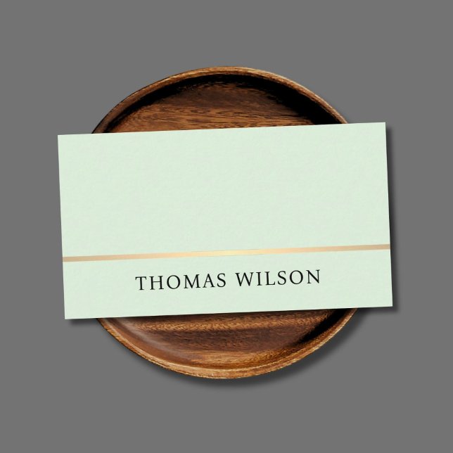 Carte De Visite Élégant vert clair Faux Gold Line Consultant (Créateur téléchargé)