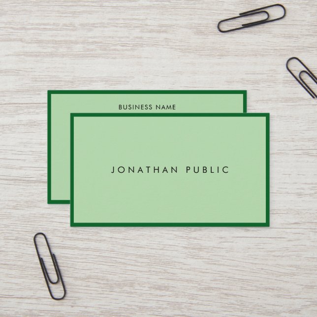 Carte De Visite Élégant Vert Moderne Professionnel Luxueux (Devant/Arrière en situation)