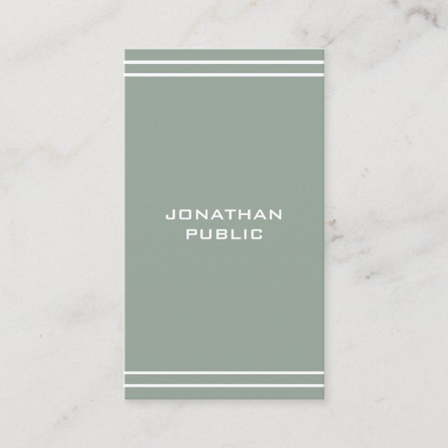 Carte De Visite Élégant Vert Professionnel Moderne Simple Modèle (Devant)