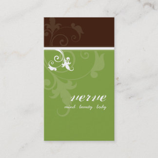 CARTE DE VISITE élégant verve feuillage vert brun