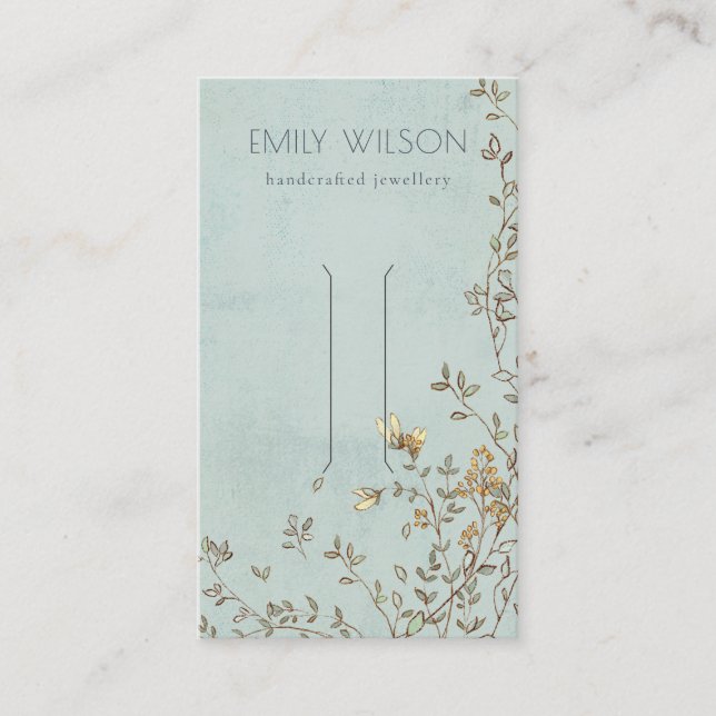 Carte De Visite Élégant Vin Floral Dusky Aqua Écran Clip À Cheveux (Devant)