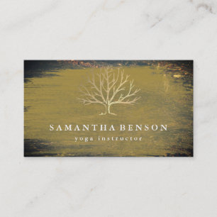 Carte De Visite Elégant Vintage Gold Tree Yoga Instructor Wellness