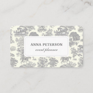 Carte De Visite Elégant Vintage gris blanc Toile Horse