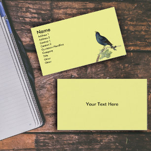 Carte De Visite Elégant Vintage noir Oiseau jaune