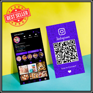 Carte De Visite Elegant Violet Chef & Bakery Instagram QR