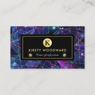 Carte De Visite Élégant violet et bleu cristal de minuit Galaxy