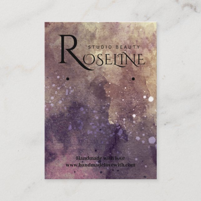 Carte De Visite Élégant violet et or Aquarelle Écran (Devant)