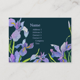 Carte De Visite Elégant violet Iris bleu marine