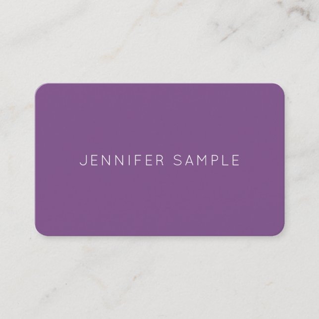 Carte De Visite Élégant Violet Simple Moderne Plaine Luxe Chic (Devant)