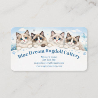 Carte De Visite Elegant Watercolor Blue Dream Ragdoll Cattery 