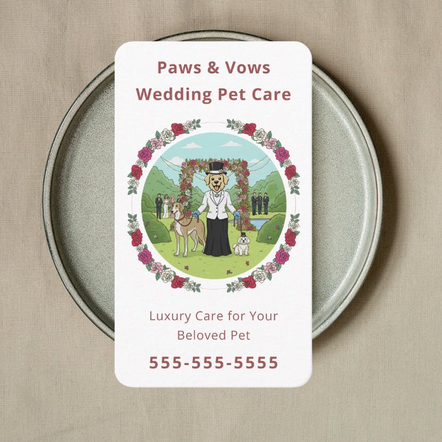 Carte De Visite Elegant Wedding Pet Sitter Wedding Pet Attendant (Créateur téléchargé)