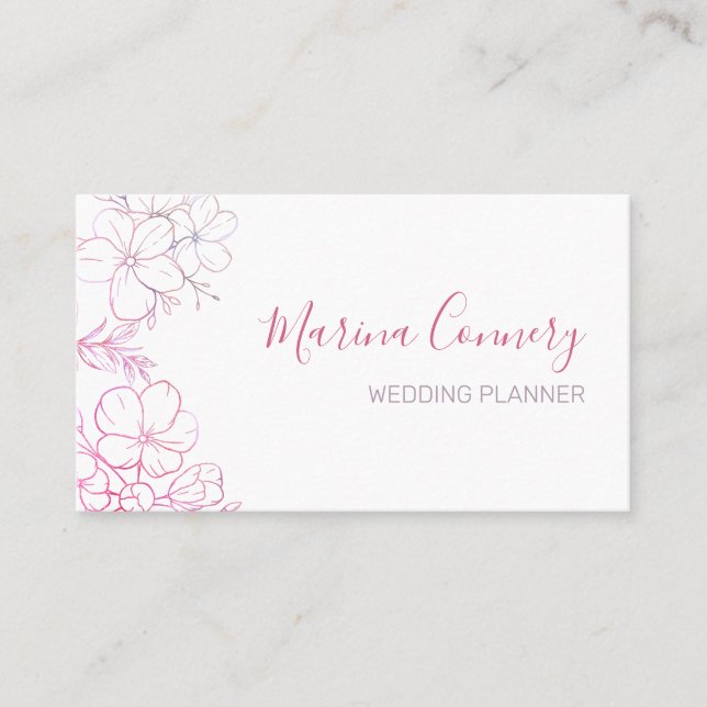 Carte De Visite Élégant Wedding planner de dessin Floral Line (Devant)