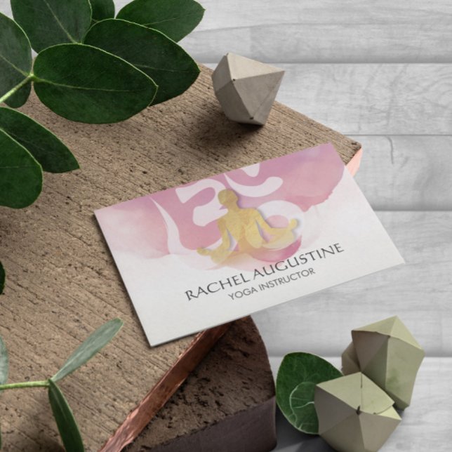 Carte De Visite Élégant Yoga Gold Méditation Instructeur Om Symbol (Créateur téléchargé)