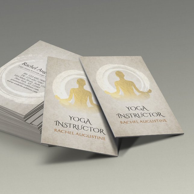 Carte De Visite Élégant Yoga Gold Méditation Instructeur Symbole Z (Créateur téléchargé)